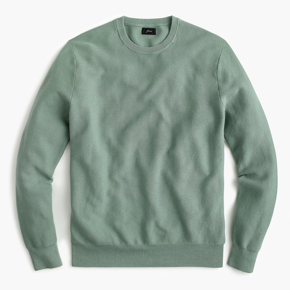 J. Crew Cotton Crewneck Sweater in Garter Stitch M